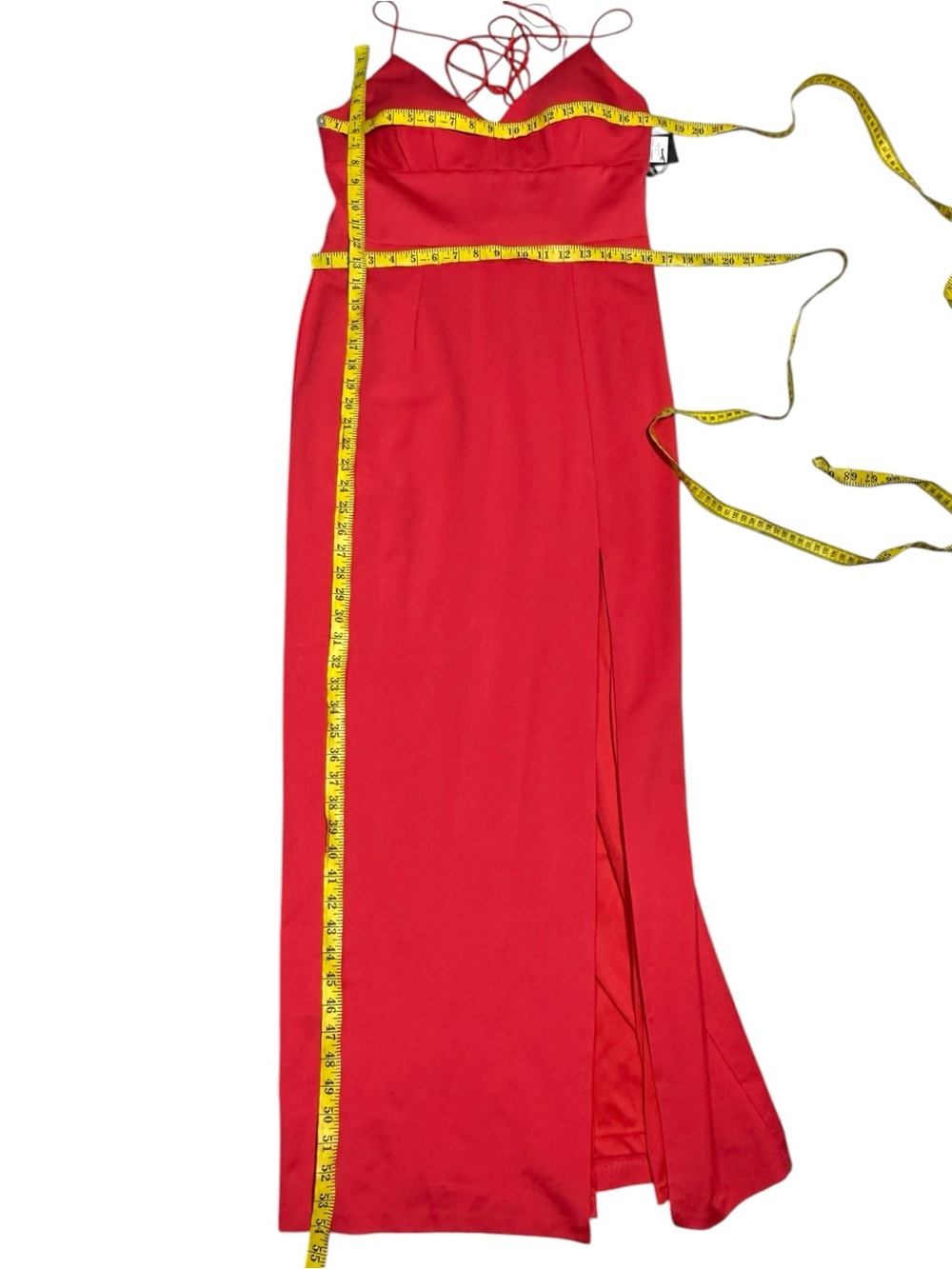 NWT Adrianna Papell Lola Jersey Gown Red V-Neck High Slit Formal Dress Size 12 - Picture 5 of 7